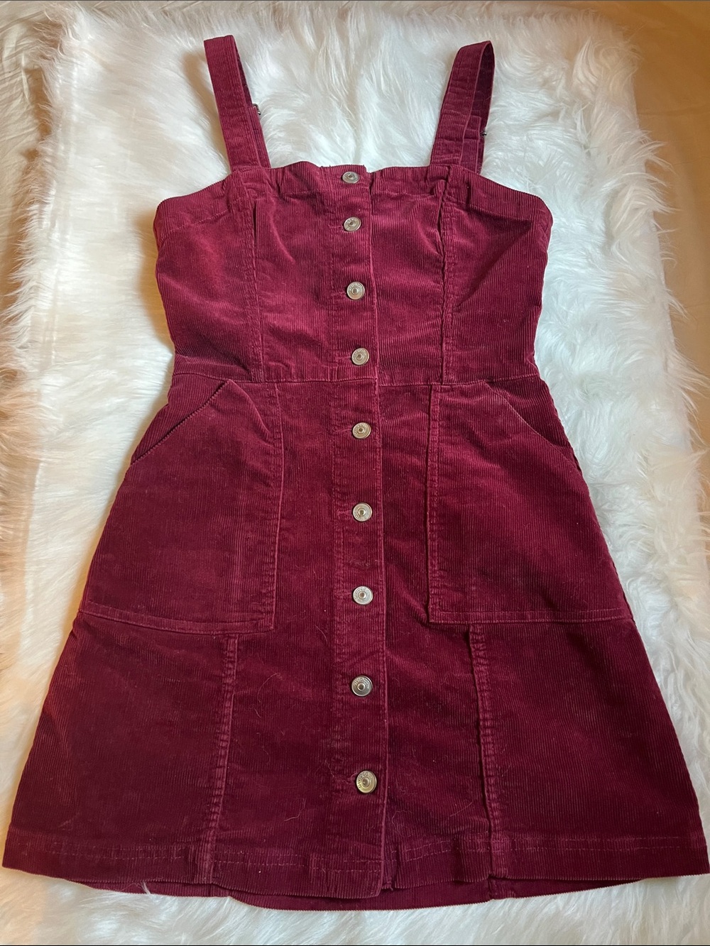 Corduroy Overall Burgundy Fall Dress